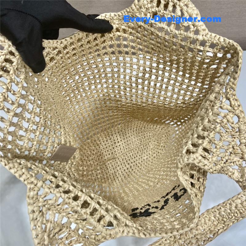 prada beige raffia beach tote bag