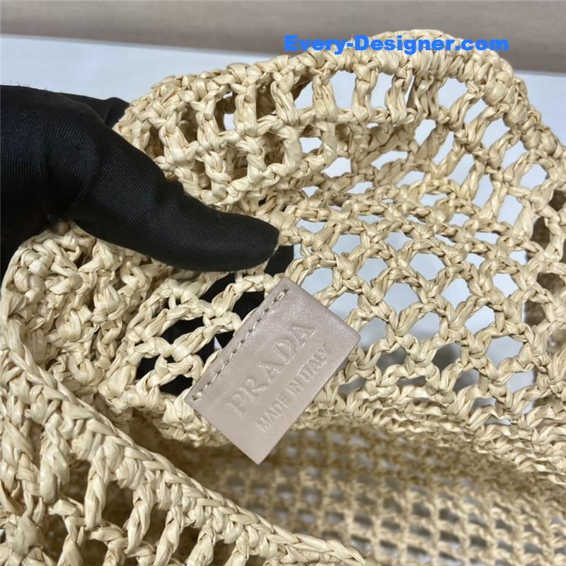 prada beige raffia beach tote bag