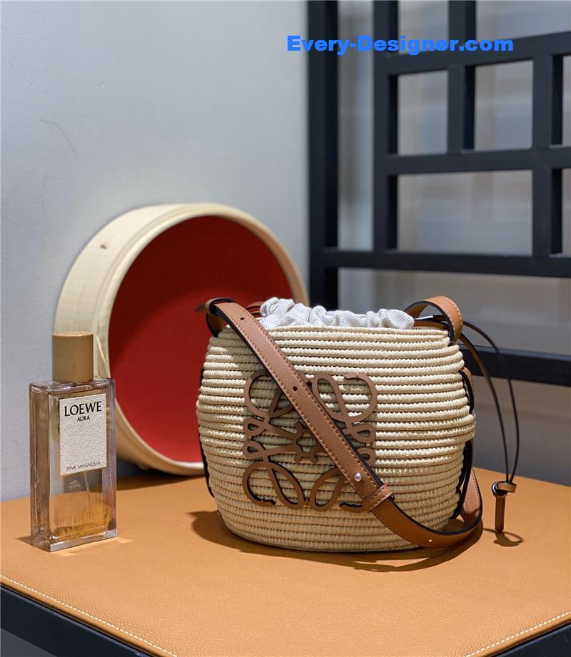 loewe woven straw basket bag