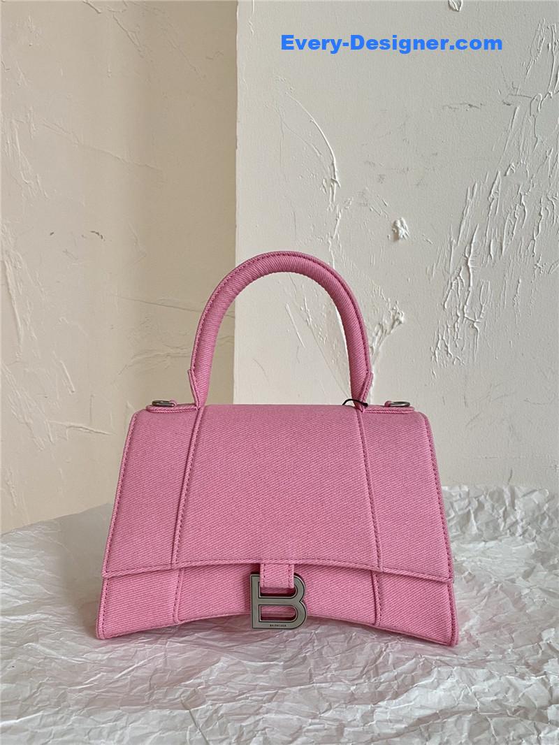 balenciaga denim hourglass bag pink