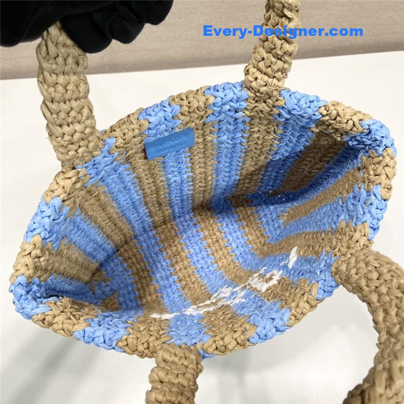 prada raffia tote bag