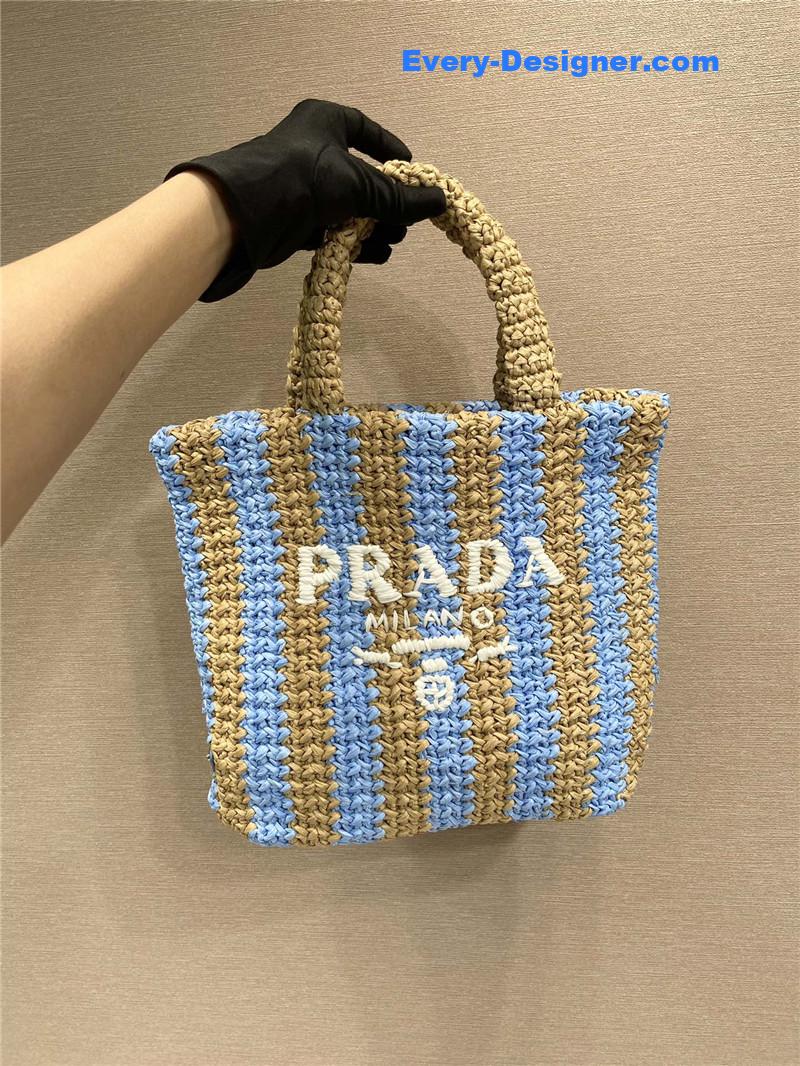 prada raffia tote bag