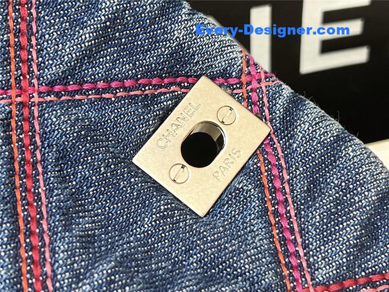 Ch**el coco beach denim mini saddle bag