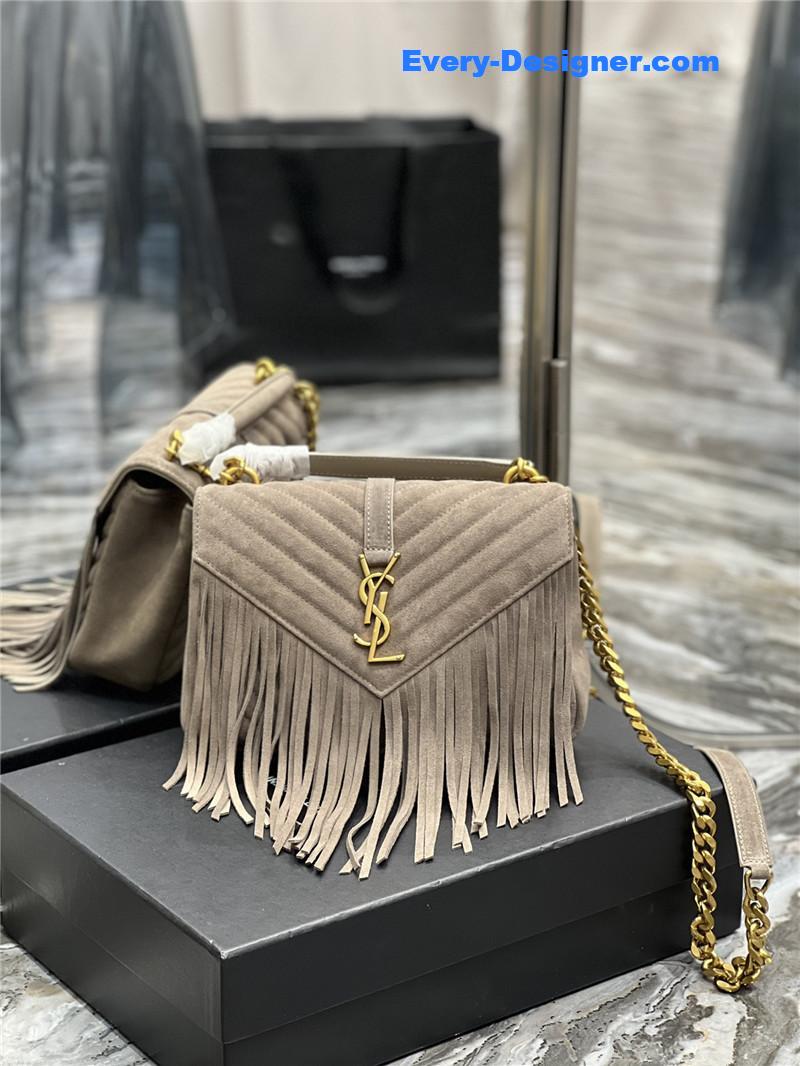 ysl medium college fringed tote bag