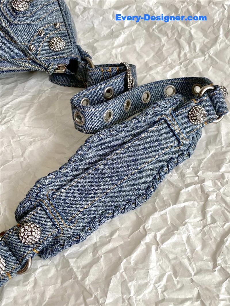 Ba1en*iaga le cagole denim motorcycle bag