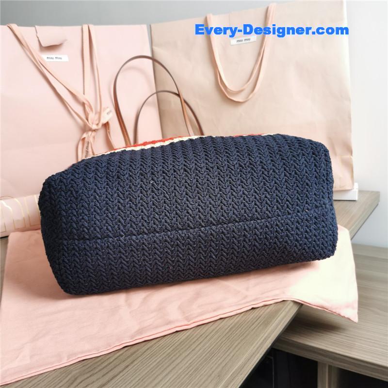 M1um1u straw woven cotton tote bag