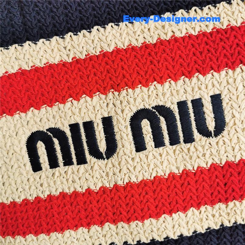 M1um1u straw woven cotton tote bag