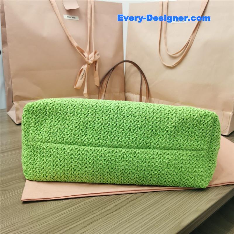 M1um1u straw woven cotton tote bag