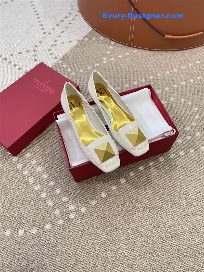 valentino ballet flats in studded patent leather