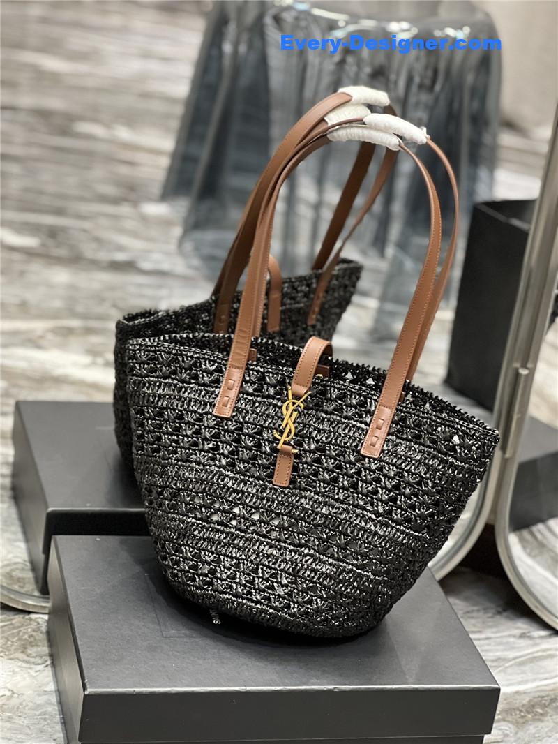 ysl panier raffia tote bag
