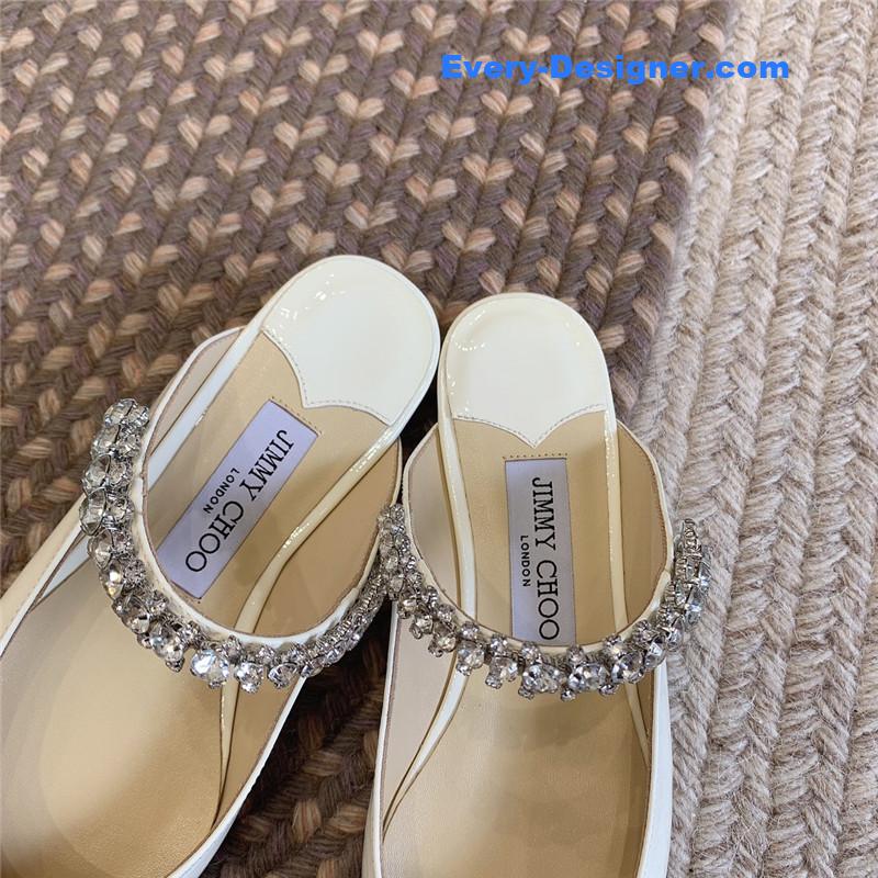 J1m*y Ch00 rhinestone slide sandals