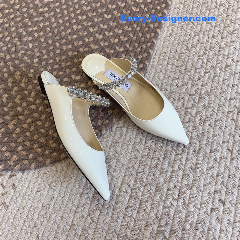 J1m*y Ch00 rhinestone slide sandals