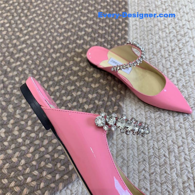 J1m*y Ch00 rhinestone slide sandals