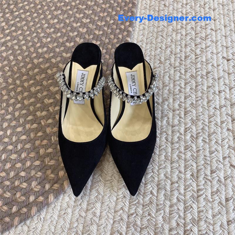 J1m*y Ch00 rhinestone slide sandals