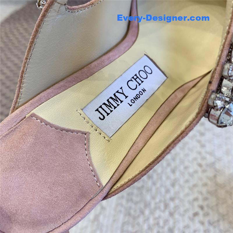 J1m*y Ch00 rhinestone slide sandals