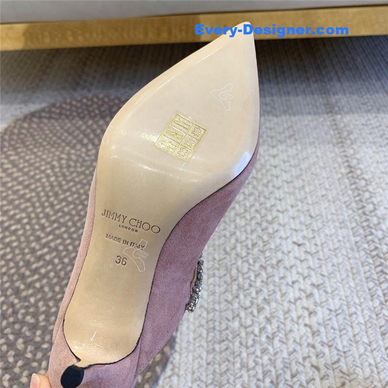 J1m*y Ch00 rhinestone slide sandals