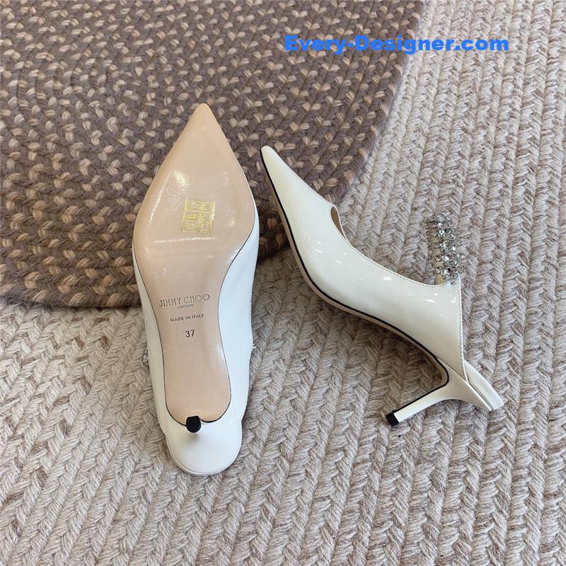 J1m*y Ch00 rhinestone slide sandals