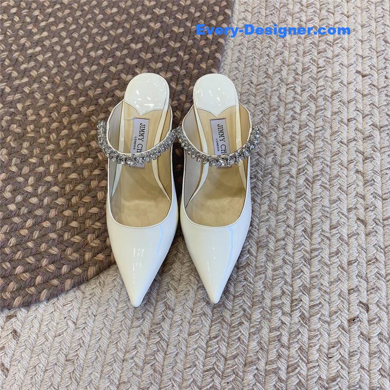 J1m*y Ch00 rhinestone slide sandals