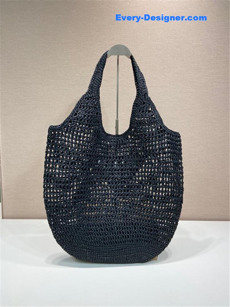 Pra*a raffia tote bag black