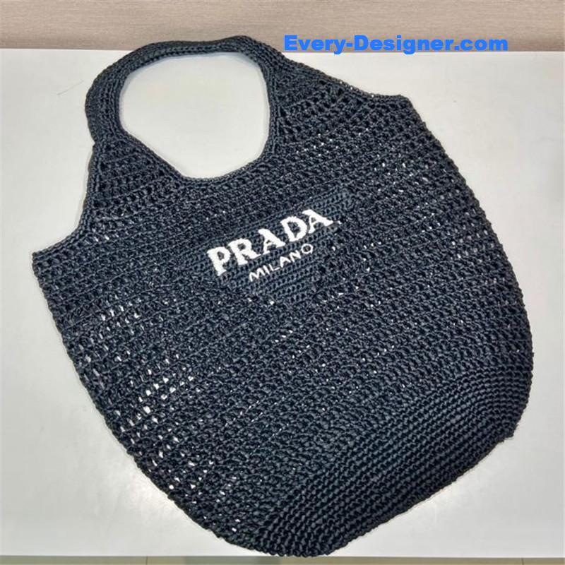 Pra*a raffia tote bag black