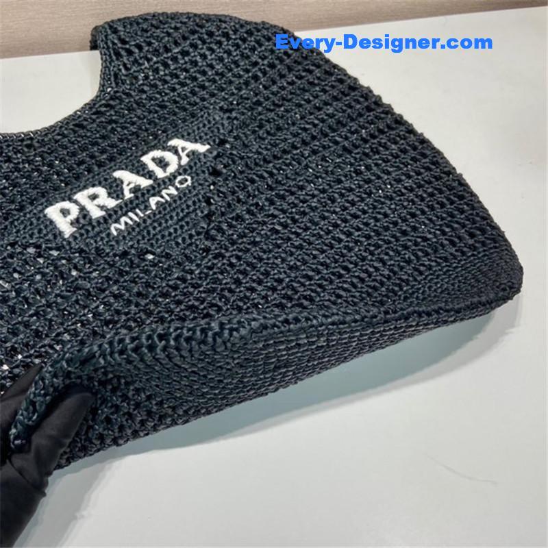 Pra*a raffia tote bag black