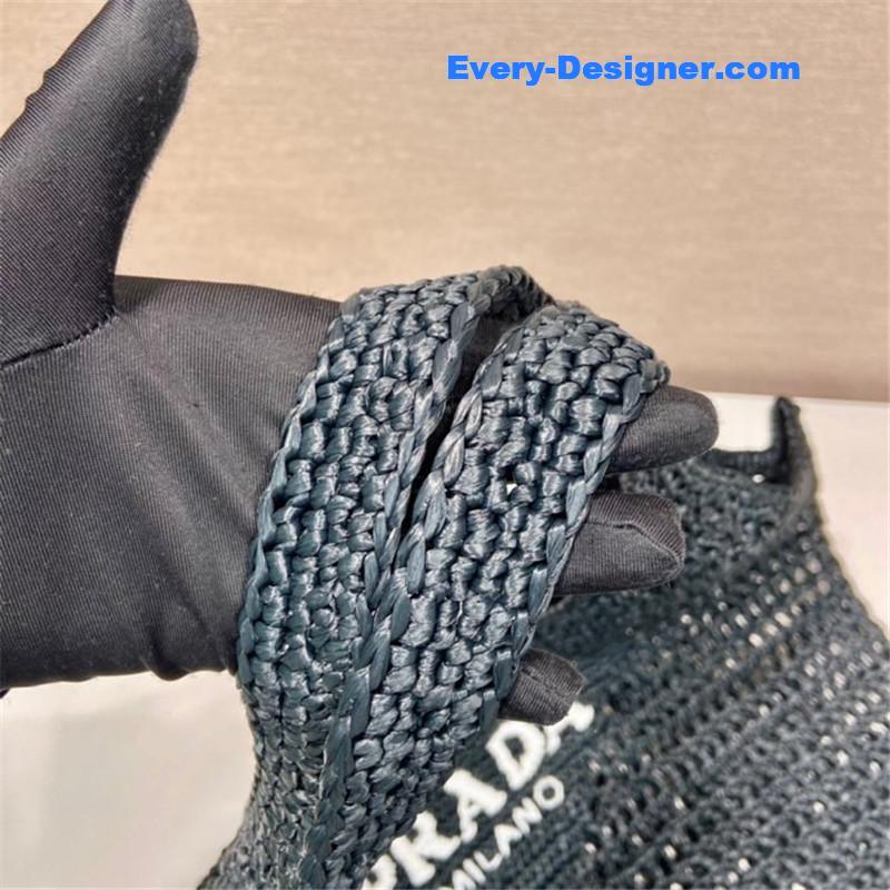 Pra*a raffia tote bag black