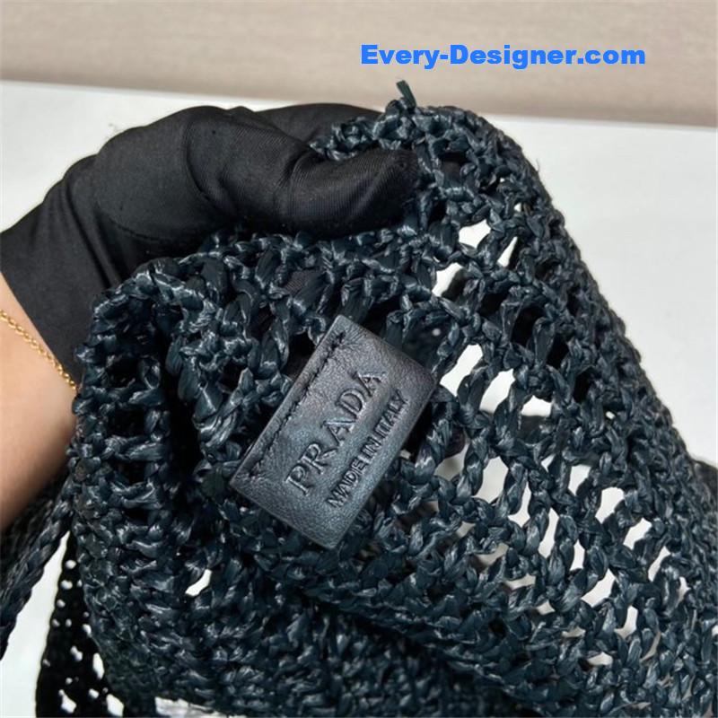 Pra*a raffia tote bag black