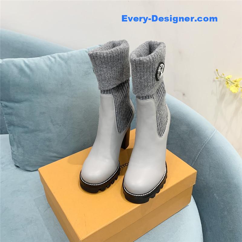 l0vis Vvtt0n lv woolen tube thick heel short boots