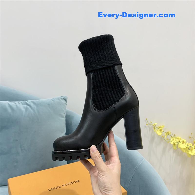 l0vis Vvtt0n lv woolen tube thick heel short boots