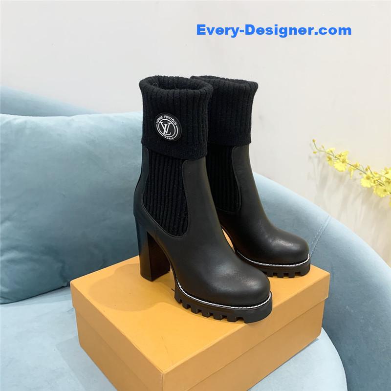 l0vis Vvtt0n lv woolen tube thick heel short boots