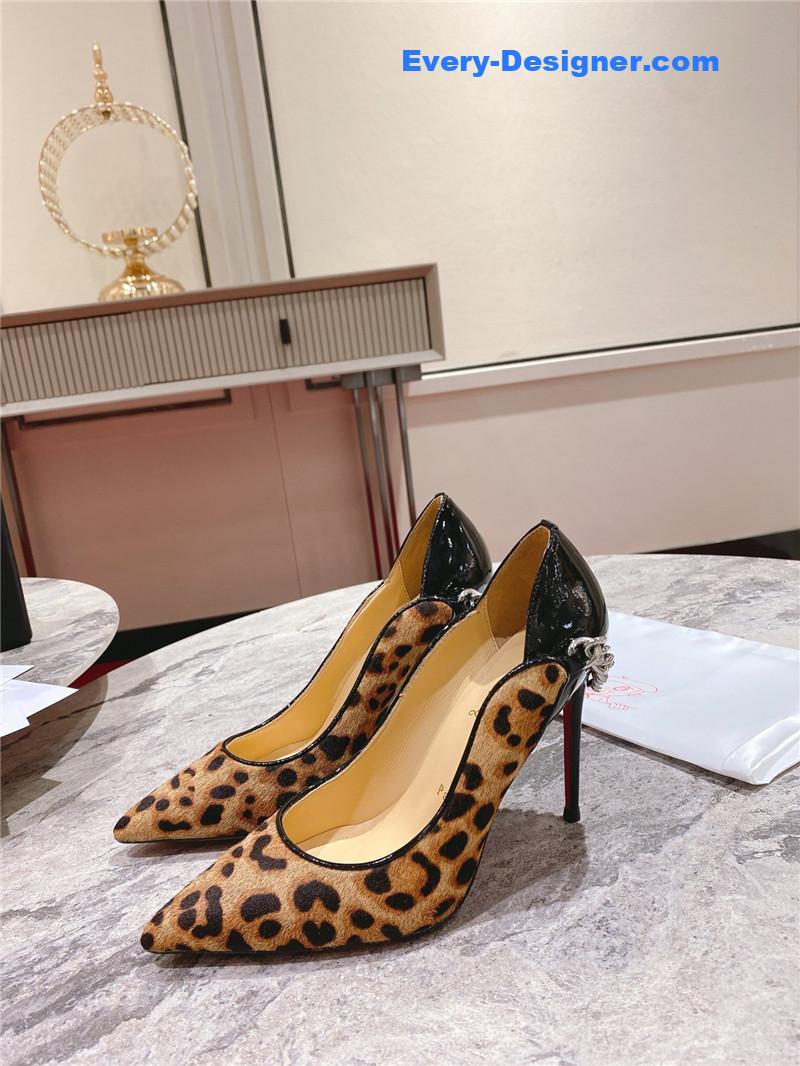 Chr1st1an louboutin leopard patent leather pumps