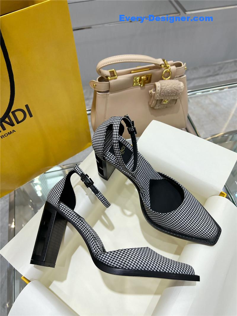 F**di square toe ff hollow heel court shoes