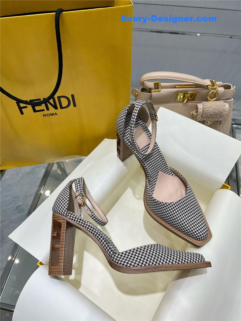 F**di square toe ff hollow heel court shoes