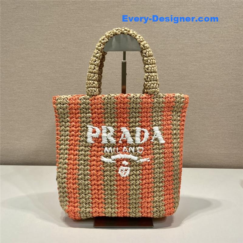 prada raffia tote bag