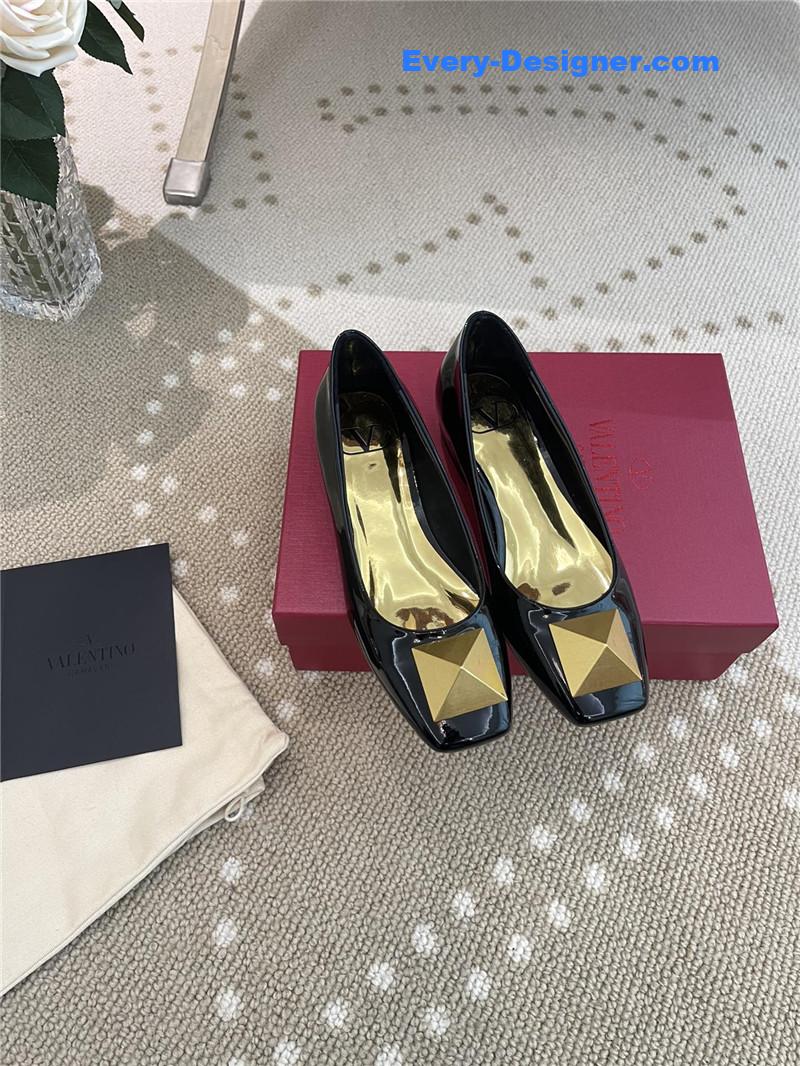 valentino ballet flats in studded patent leather