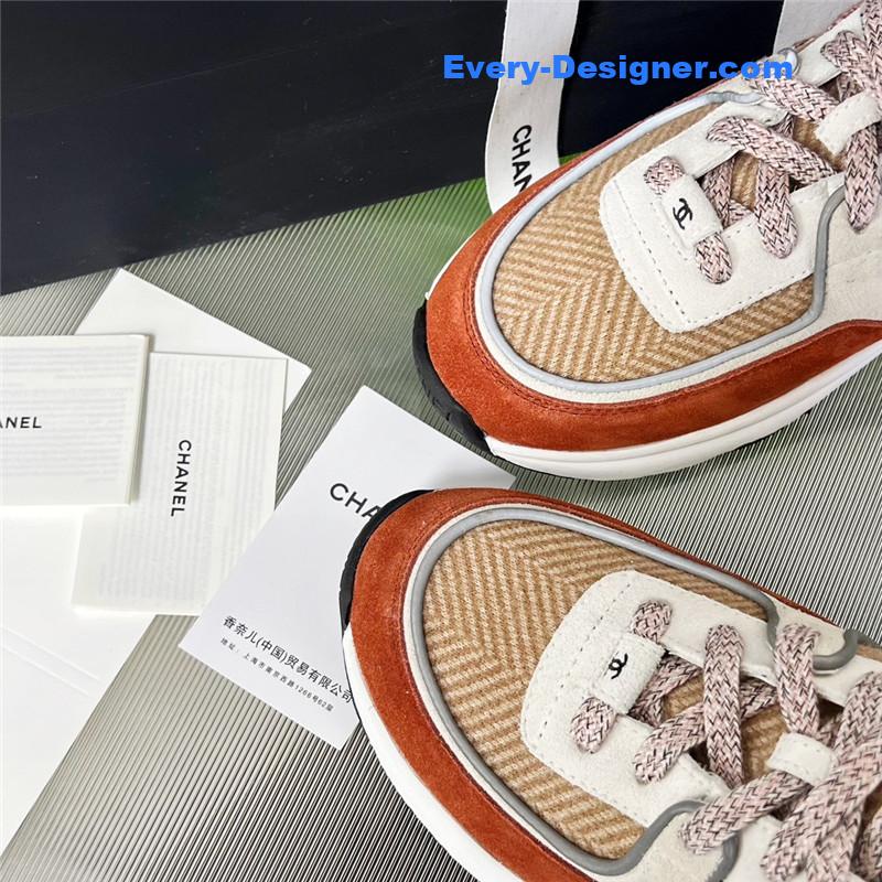 Ch**el new color wool stitching casual sneakers
