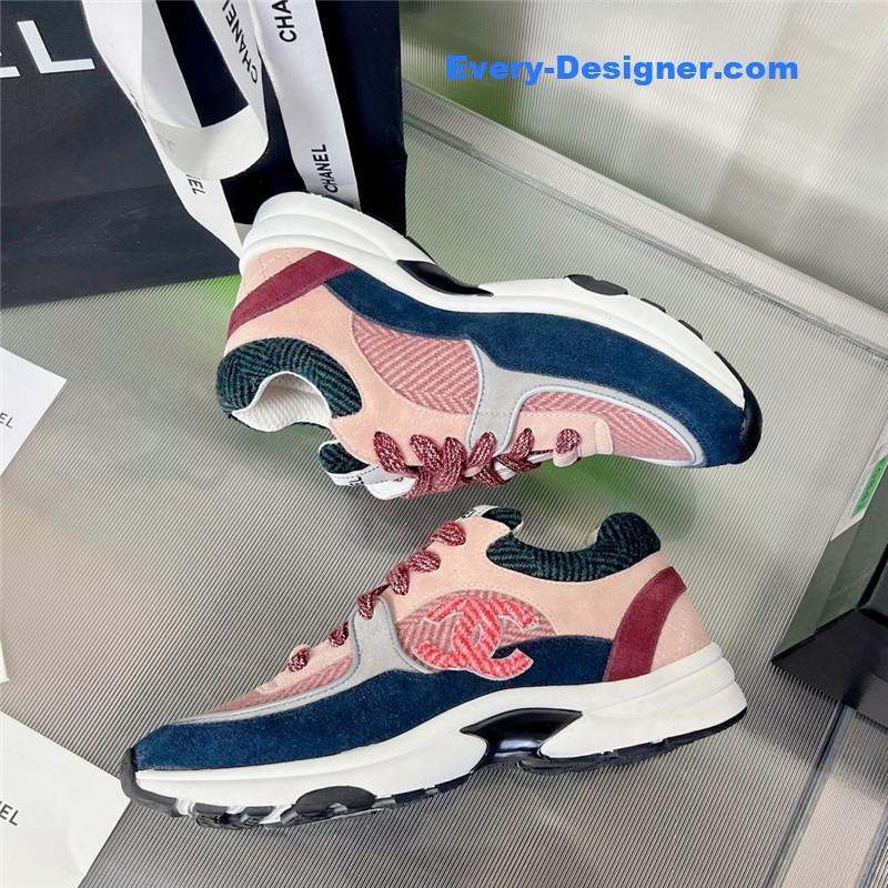 Ch**el new color wool stitching casual sneakers