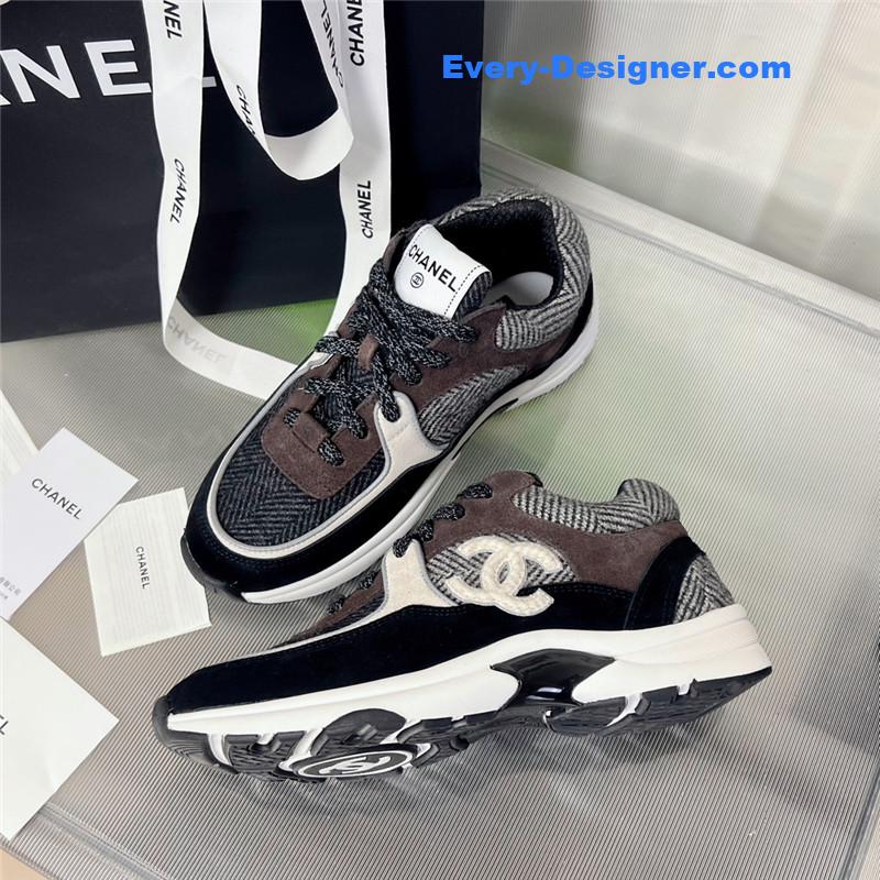Ch**el new color wool stitching casual sneakers