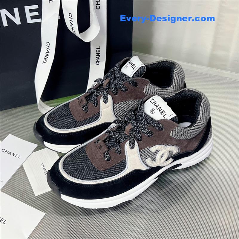 Chanel new color wool stitching casual sneakers