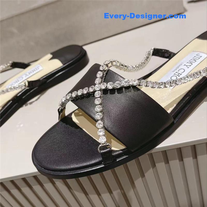 J1m*y Ch00 strappy rhinestone slides