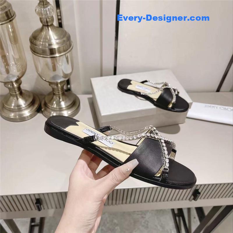 J1m*y Ch00 strappy rhinestone slides