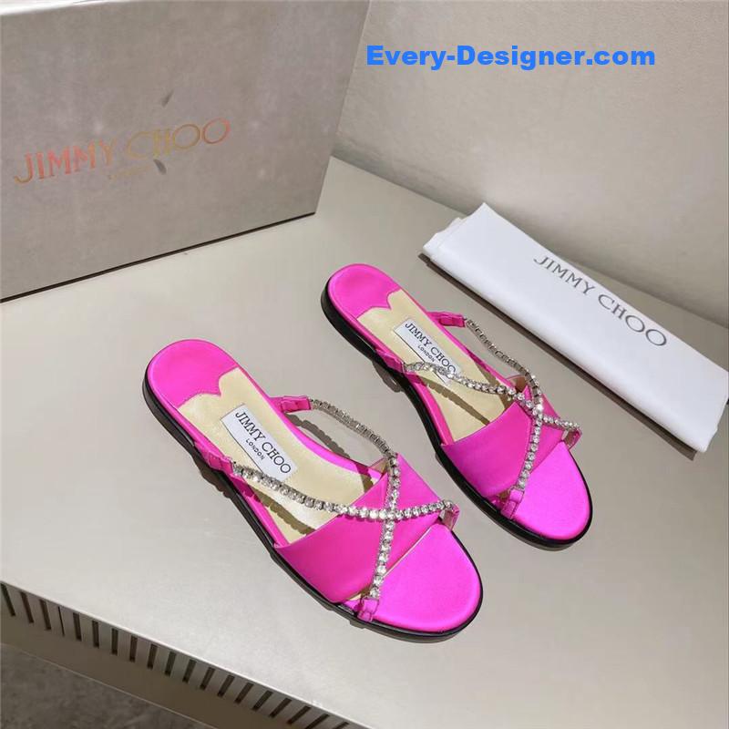 Jimmy Choo strappy rhinestone slides