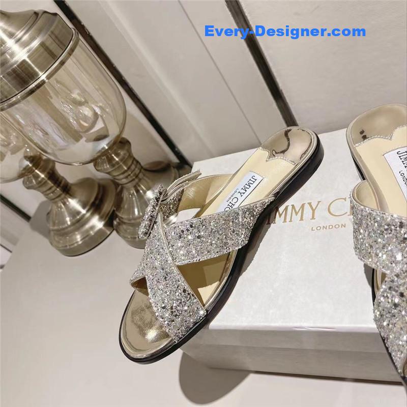 J1m*y Ch00 rhinestone c buckle slides