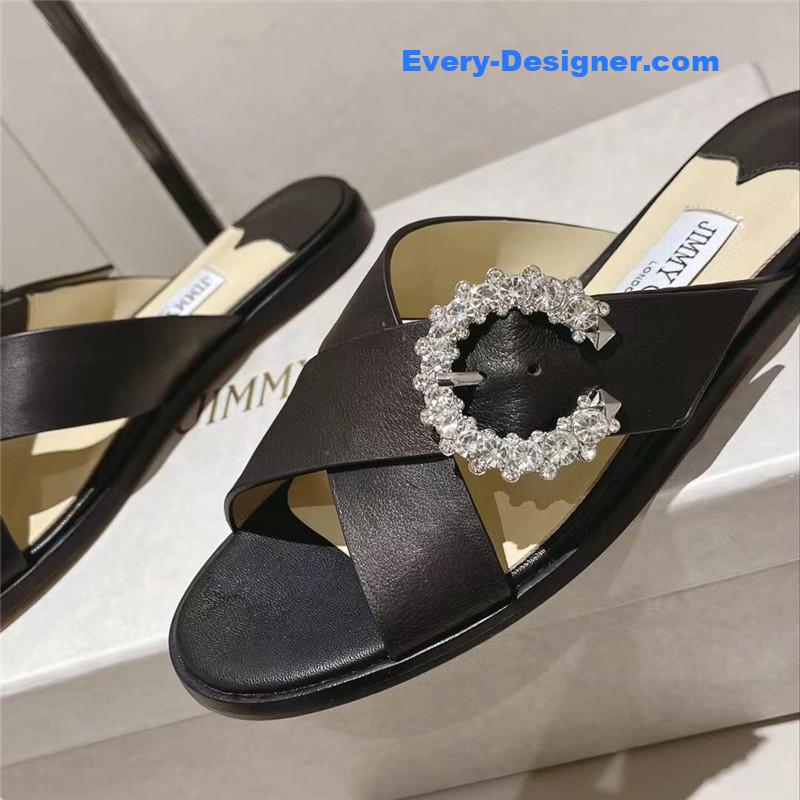 J1m*y Ch00 rhinestone c buckle slides