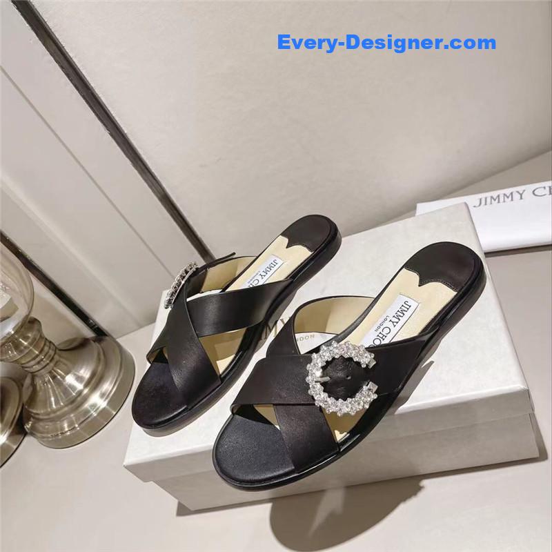 J1m*y Ch00 rhinestone c buckle slides