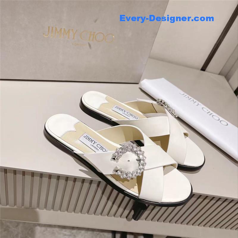 Jimmy Choo Rhinestone C Buckle Slides