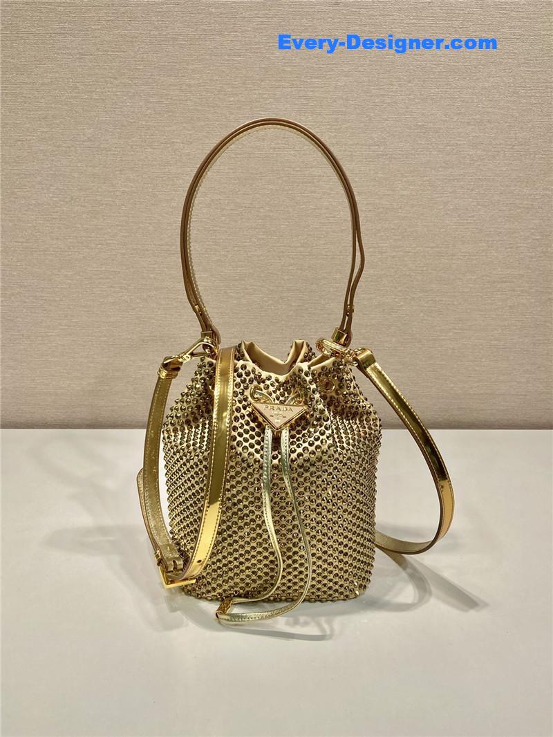 prada crystal bucket bag