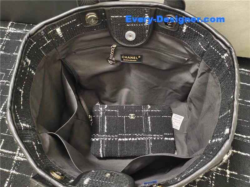 Ch**el colorful letters woolen plaid beach bag