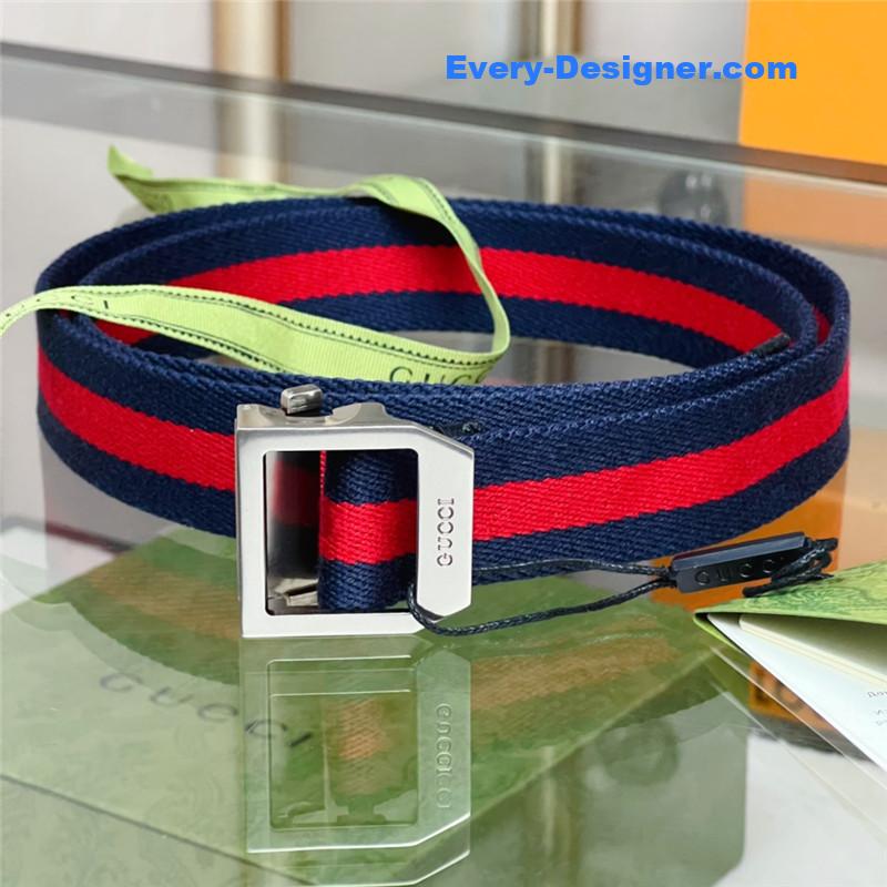 Gucci webbing belt with rectangular buckle