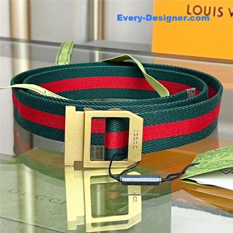 Gucci webbing belt with rectangular buckle